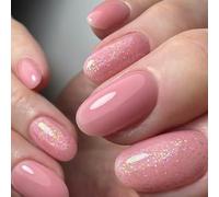 24Pcs Glitters Spring Press On Nails Short Oval Shape False Nails Glossy Acrylic Stick On Manicure Accesories Spring Nail