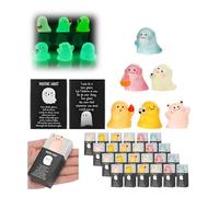 24PCS Glow in The Dark Mini Ghost Figures with Box,Glow-in-The-Dark Ghost Boxes,Mini Ghosts Figurines Bulk for Class Gifts Office,Miniature Little Figures for Micro Landscape Party