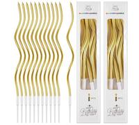 24PCS Gold Birthday Candles for Cakes for Birthday Wedding Party(15CM Long) | Spiral Cake Candles with Holders,Gold Candles Birthday Cake for Anniversary Graduation Celebrations