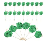 24pcs Gold Leaf Rose Boutonniere Lapel Pin for Men's Suits and Prom | Polyester Flower, Alloy Copper Detail, 8.8x4x2.5cm, Secure Attachment for Parties, Weddings and Formal Occasions