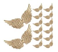 24pcs Golden Wing Sewing Patches for Crafters, 12.5x7x0.1cm | Fabric Applique, Shiny Embroidered Detail, Lightweight Wear, Easy to Sew for Jackets, Themed Parties