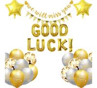 24PCS Good Luck Banner - Good Luck, Good Luck Balloons, We Will Miss You Decorations, Leaving Decorations for Colleagues, We Will Miss You Banner, Colleagues Graduation Going Away Farewell Party