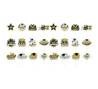 24PCS Graduation Cake Decorations Set Cupcake Toppers Cake Picks Cake Accessories Paper Texture Suitable For Festival