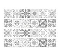 24pcs Grey Moroccan Tile Stickers, Moroccan Tile Decal, Kitchen Bathroom Wall Tile Stickers, Grey Cement Tiles Decal Splashback, New Wall Stickers Home Decor, Self Adhesive Waterproof Vintage Mosaic
