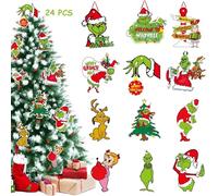 24Pcs Grinch Christmas Decorations, Christmas Tree Ornament Grinch Pendants for Hanging on Xmas Tree,Grinch Christmas Decorations Transform Your Home into a Winter Wonderland (24)