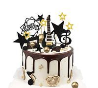 24PCS Guitar Cake Toppers - Music Note Birthday Cake Toppers 1:12 Guitar Model Decorations For Musician Party