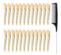 24Pcs Hair Sectioning Clips with Styling Comb, 3.5 Inch Duckbill Hair Clips Metal Crocodile Hairdressing Curl Clips, for Hairdresser, Women, Men