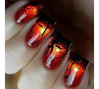 24Pcs Halloween Artificial Nails Light Featuring Festive Ghostly Cobwebs for Party Goers Students Halloween Press on Nail