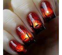 24Pcs Halloween Artificial Nails Light Press on Featuring Festive Ghostly Cobwebs for Party Goers Students False
