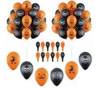 24PCs Halloween Balloons Decoration 25cm/9.8inch - Black & Orange Halloween Balloons, Latex Rubber Balloons, Spooky Balloons for Indoor Outdoor Party Supplies