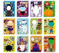 24Pcs Halloween Make a Face Stickers for Kids,Boys,Girls, DIY Make Your Own Halloween Party Sticker Sheets Happy Holiday Party Favor Bag Personalized Cartoon Stickers for Kids Supplies Gifts