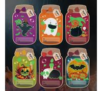 24PCS Halloween Mason Jar Cards, Fillable Favor Card, Equipped with Illuminated Cards, Classroom Halloween Party Favors & Gift Exchange