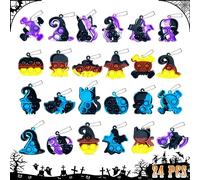 24Pcs Halloween Mini Pop Keyring,halloween bag fillers,halloween bulk,halloween fidget toys,halloween party favors,Trick or Treat Toys for Girls Boys