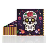 24Pcs Halloween Napkins Serviettes - Day of The Dead Decorations Paper Napkins, 6.7inch Disposable 2-Layer Skull Paper Napkin, for Halloween Party Mexican Dia de Los Muertos Tableware Home Decor