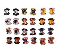 24Pcs Halloween Pet Rubber Bands, Dog Cat Hair Bows, Handcrafted Puppy Grooming Accessories with Pumpkin Skull Ghost Patterns, Stylish Pet Supplies for Halloween Party Costume Dres