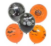 24Pcs Halloween Printed Latex Balloons Decorations Party Supplies Pumpkins Spiders Web Skeleton Trick Treat Scary Spooky Fancy Dress Fun 12", Black & Orange
