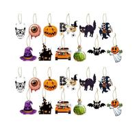 24Pcs Halloween Tree Decorations,Halloween Tree Baubles for Home Decor,Funny Mini Horror Hanging Pendant for Kids Gift DIY Theme Party,Pumpkin Ghost Skull Eyeball Hat Cat Owl Bats Ornaments Farmhouse