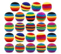 24Pcs Hand-Made Knitted Hacky Bags, 2026 Upgraded Hack-y Footbags Knitted, Professional Hacky Balls for Kids, Juggling Balls for Beginners, Ready-to-Use (24pcs)