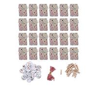 24PCS Hanging Christmas Drawstring Linen Bags with Clips, Christmas Advent Calendar Gift Pouches for Candies and Small Gifts, Natural Fabric Holiday Sacks for Tree (Five Pointed Star Style)