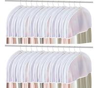 24PCS Hanging Clothes Dust Covers, Clear Plastic Shoulder Protectors for Suits Coats Jackets, 24" x 12" x 2"