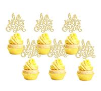 24Pcs Happy Easter Cupcake Toppers Gold Glitter Easter Rabbit Cupcake Picks Happy Easter Day Theme Baby Shower Kids Birthday Party Cake Decorations Supplies