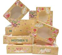 24Pcs Happy Mother's Day Cookie Boxes with Window, Mothers Day Cookie Gift Cardboard Paper Treat Boxes Cookie Goody Container for Mothers Day Best Mom Birthday Party Supplies