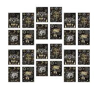 24Pcs Happy New Year Bottle Labels Black Gold Decorative Sticker for Champagne Wine Party Drinks Celebration Bottle Decoration