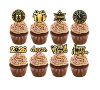 24PCS Happy New Year Cupcake Toppers Hello 2026 Party Decorations 2026 New Year Eve Cake Decor for New Years Eve Party Supplies