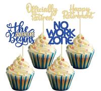24Pcs Happy Retirement Cupcake Toppers Officially Retired Cake Toppers No Work Zone Adventure Begins Cupcake Picks Retirement Theme Farewell Birthday Party Decorations Supplies Multicolor