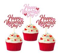 24Pcs Happy Valentine's Day Cupcake Toppers,Sweet Love Theme Cupcake Picks for Valentine's Cake Decorations (A)