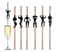 24pcs Hen Party Straws Bachelorette Hen Do Straw Drinking,Dancing Men Gold Cocktail Straws Naughty Drinking Straw for Birthday Wedding Bachelorette Hen Party Decorations Hen Do Accessories