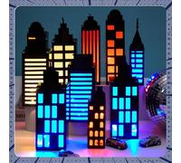 24Pcs Hero Party Favor Boxes Skyscraper City 3D Box with Lights Skyline Buildings Treat Boxes Super Themed Hero Party Centerpiece Decorations for Boys Girls Birthday Heroes Party Supplies (Colorful)