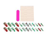 24Pcs Holiday Fake Nails Set with Adhesive Gel and Buffer Christmas Party Accessories Press on Manicure ABS Pressing on Christmas Design