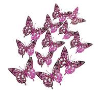 24pcs Hollow Out Butterfly Wall Stickers Purple Paper Decorative Decals | Butterfly Wall Stickers Bedrooms, Glitter Art Decor, for Weddings and House Decoration