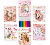 24PCS Horse Floral Coloring Book Notebook DIY Horse Craft for Horse Party Horse Racing Derby Birthday Baby Shower Bridal Shower Wedding DIY Craft