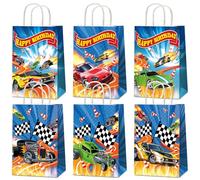 24PCS Hot Car Happy Birthday Party Favor Bags Race Car Party Supplies Wheels Car Party Gift Goodie Bags Hot Car Happy Birthday Game Party Treat Bags for Baby Shower Hot Car Wild Racer Party Favors