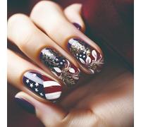 24Pcs Independence Day Press On Nails Stylish Nails Art With Unique Patriotic Theme False Nails For Fashion Enthusiasts