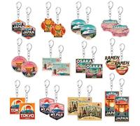 24Pcs Japan Keychain Travel Souvenirs Cute Acrylic Japanese Keyrings Bulk Mt Fuji Tokyo Sakura Ramen Designs Backpack Charms Purse Handbag Accessories Birthday Party Favors Classroom Rewards Gifts