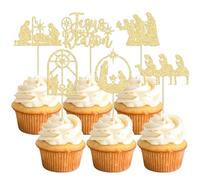 24Pcs Jesus Christmas Cupcake Toppers Glitter Religion Christmas Cupcake Picks Baby Shower Pray Christmas Decoration Party Decoration Supplies Gold