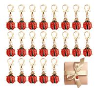 24pcs Ladybird Pendant Small Key Chain, Lucky Charm Ladybird, New Year's Eve Lucky Charm, Christmas Gifts Decoration, Red Ladybug Enamel Charm for DIY Necklace Keychain