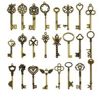 24Pcs Large Antique Bronze Skeleton Keys Rustic Key for Wedding Decoration Favor