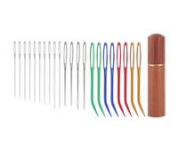 24pcs Large Eye Sewing Needles Kit, Stainless Steel Blunt Darning & Bent Tapestry & Sharp Hand Knitting Needles with Wooden Case for Crochet Darning Yarn and Embroidery Projects