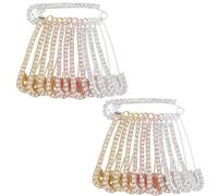 24PCS Large Safety Pins for Clothes, Rhinestone Decorative Safety Pins, Sparkly Diamond Stone Brooch Pins for Crafting, Women's Brooches & Pins for Clothes Hats Shawl Scarves Sash Dress Accessories