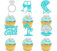 24PCS Last Toast on the Coast Bachelorette Cupcake Toppers Coastal Bachelorette Party Decorations Last Toast on the Coast Cupcake Topper Beach Bach Coastal Nautical Bridal Shower Supplies
