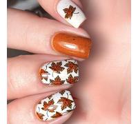 24Pcs Leaf Themed Press On Nails Tips Glitering European Design Short Square Artificial Nails Tips Radiance Quick Wear Press On Fingernail Set