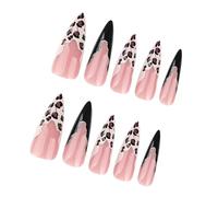 24Pcs Leopards Print Nails French False Full Covers Long Press On Easy Application For Fashion Enthusiasts False Nail