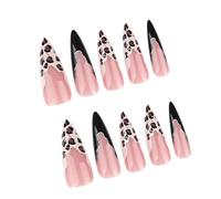 24Pcs Leopards Print Nails French False Full Covers Long Press on Easy Application for Fashion Enthusiasts False