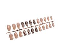 24Pcs Leopards Print Nails Short Almond False Nails Full Covers Press On Easy Application For Fashion Enthusiasts Easy Wear And Remove Nail
