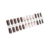24Pcs Leopards Print Press On Nails Square False Nails French Tip Glossy Artificial Nails Full Covers Stick On Nails