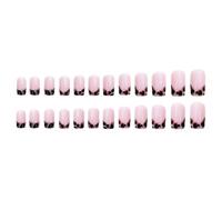 24pcs Leopards Print Square Press On Nails Set Artificial Nails For Women And Girls Glossy Acrylic Stick On False Nail